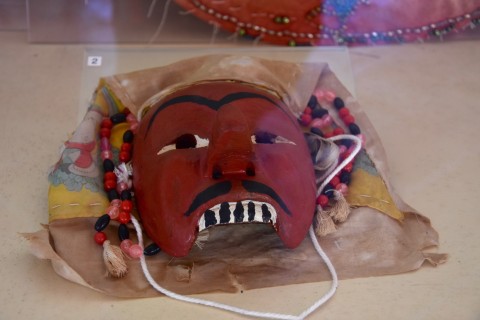 One of the striking masks on display. Photo by: David Luekens